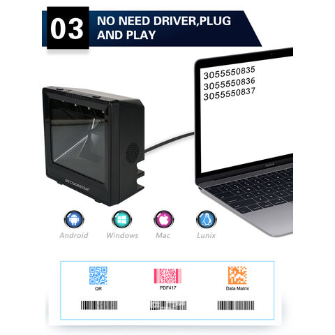 GT-9900A Automatischer professioneller OEM 1D 2D Barcode-Leser, Desktop-Barcode-Scanner mit großer Reichweite