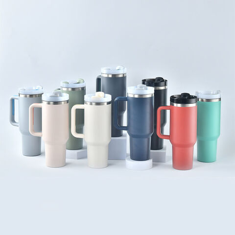 Gourde Isotherme de Voyage en Acier Inoxydable, Tasse à Café de Voyage 40oz pour Routier, Gobelet Isolé avec Poignée et Paille - Populaire