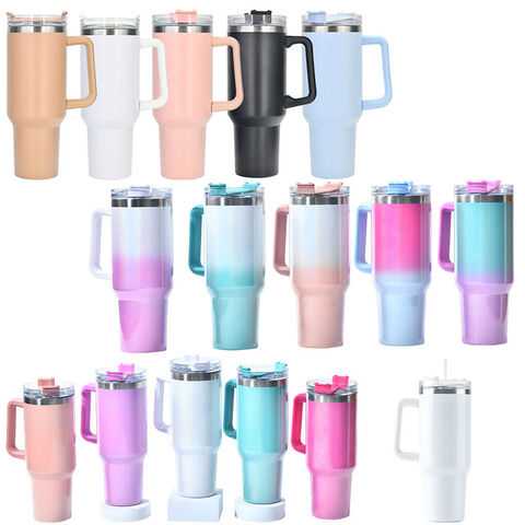 Gourde Isotherme de Voyage en Acier Inoxydable, Tasse à Café de Voyage 40oz pour Routier, Gobelet Isolé avec Poignée et Paille - Populaire