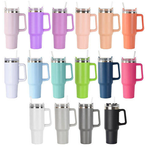Gourde Isotherme de Voyage en Acier Inoxydable, Tasse à Café de Voyage 40oz pour Routier, Gobelet Isolé avec Poignée et Paille - Populaire