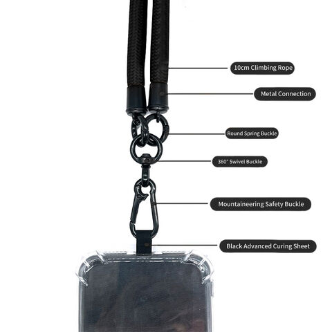 Adjustable Phone Lanyard With 2 Tabs & Metal Buckles – Anti-Theft Crossbody Strap For Hands-Free Use, Works With Wireless Charging