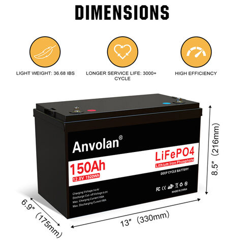 Batterie Lifepo4 12V 150Ah longue durée de vie et facile à installer pour système de stockage d'énergie domestique