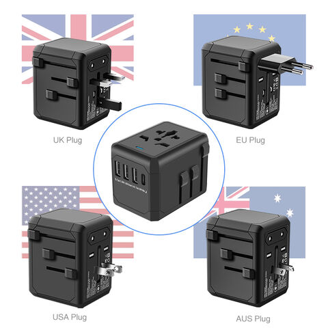 Adaptateur de Voyage Universel à Charge Rapide avec 4 USB Type C PD 20W, Adaptateur de Prise Intelligent Convertisseur de Prise de Voyage Mondiale 220V vers 110V