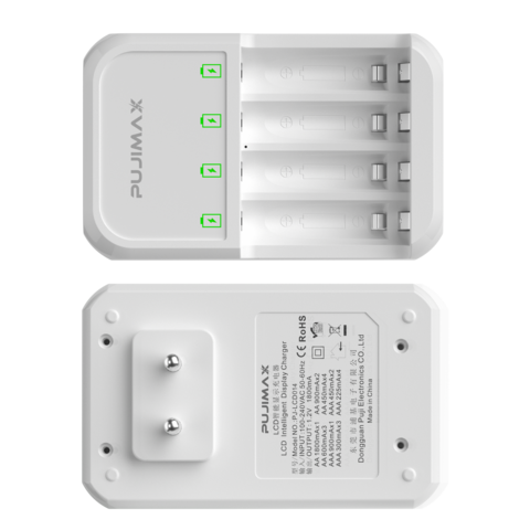 Chargeur de Piles AA/AAA PUJIMAX 1.2V - Chargeur de Piles Rechargeables Intelligent Portable avec Écran LED pour Piles Ni-MH Ni-Cd 1.2V