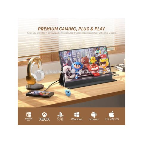 ReHisk 17,3 "Monitor portátil 1080P FHD 60Hz HDR Monitor portátil con USB-C HDMI Monitor externo para portátil PS4 PS5 Switch Xbox