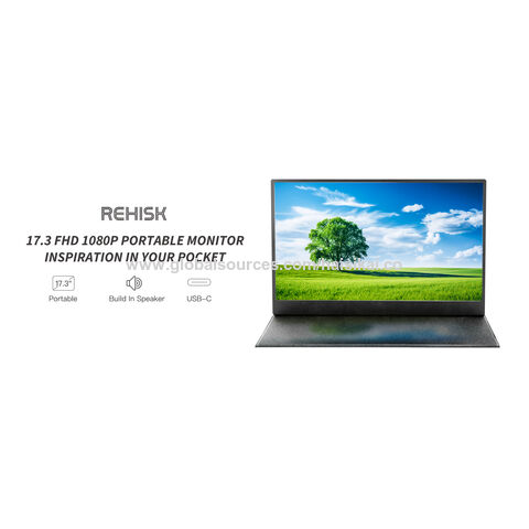 ReHisk 17,3 "Monitor portátil 1080P FHD 60Hz HDR Monitor portátil con USB-C HDMI Monitor externo para portátil PS4 PS5 Switch Xbox