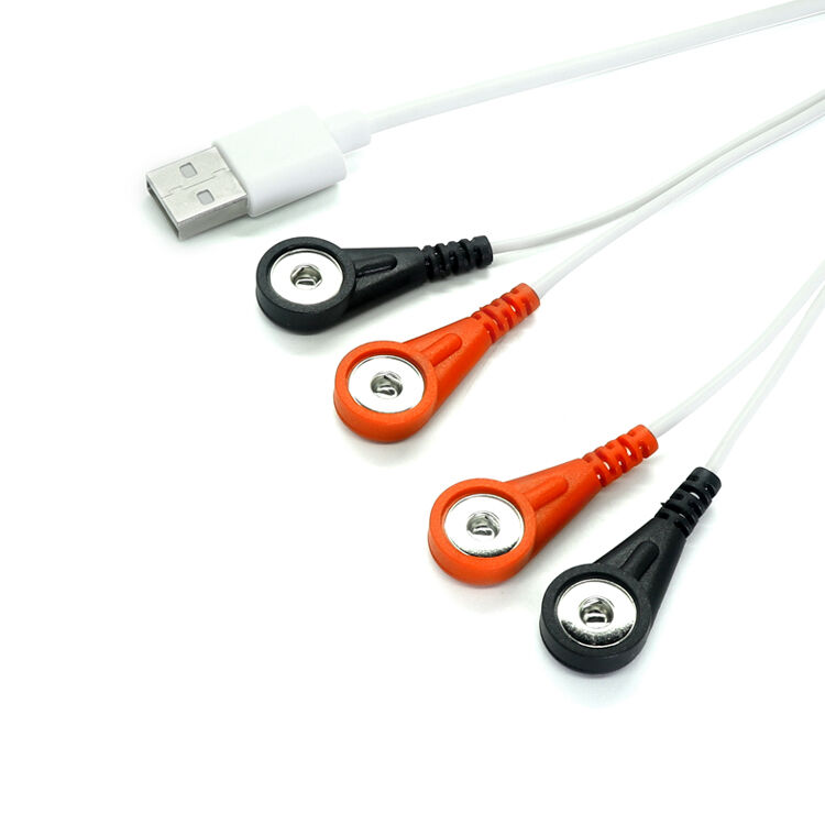 Factory Electrode Lead Pvc Ecg Usb A Male To 4 X 4.0 Female Snap Button