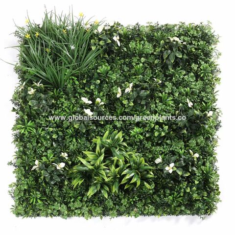 Vente en gros de mur végétal de simulation, décoration de jardin intérieur, gazon d'eucalyptus, mur de fond de plantes vertes, gazon de fleurs en plastique