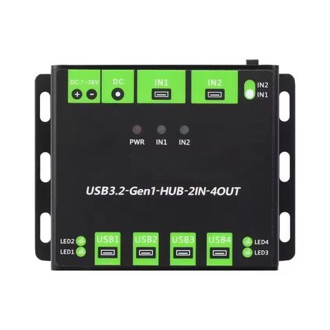 HUB USB de nível industrial, estendendo 4 portas USB 3.2, hosts duplos comutáveis, multi proteções