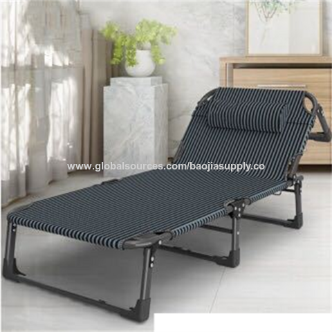 Cama plegable ligera de alta demanda, portátil, delgada, silla plegable, cama de camping, tubo plano ensanchado, cama de tres pliegues para cafetería