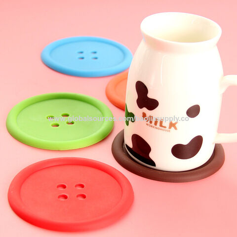 Sous-verres ronds en silicone avec boutons créatifs pour la maison - Isolation thermique pour tasses et bols