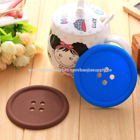 Sous-verres ronds en silicone avec boutons créatifs pour la maison - Isolation thermique pour tasses et bols