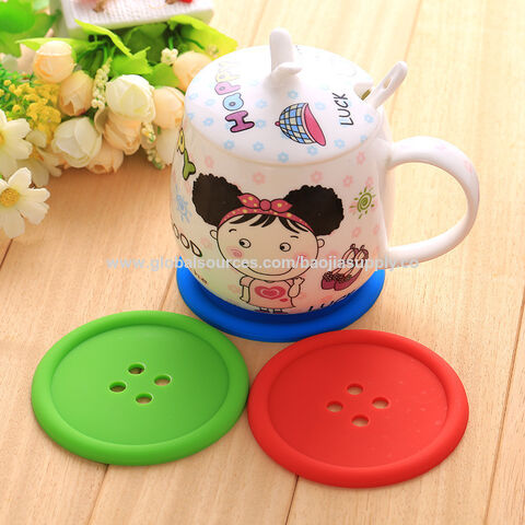 Sous-verres ronds en silicone avec boutons créatifs pour la maison - Isolation thermique pour tasses et bols