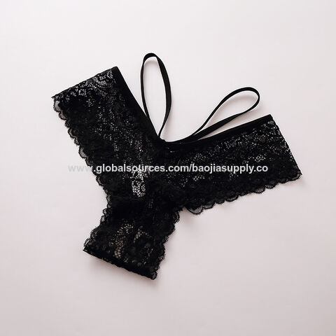 Bragas de seguridad sexys para mujer, ropa transparente, tanga de encaje de cintura baja, lencería femenina