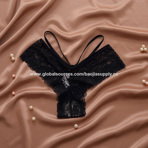 Bragas de seguridad sexys para mujer, ropa transparente, tanga de encaje de cintura baja, lencería femenina