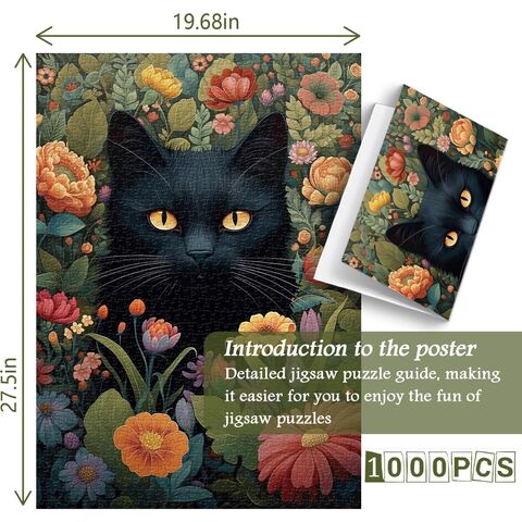 Puzzles para Adultos de 1000 Piezas o Más, PICKFORU Colección de Puzzles de Flores, Animales y Plantas, Puzzle Retro de Gatitos como Regalo