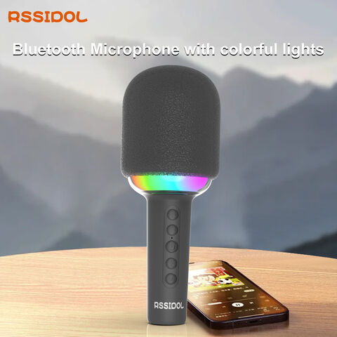 Microfone Bluetooth sem fio para karaoke doméstico KTV + Luzes RGB