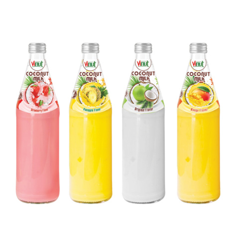 Leche de coco de la botella de cristal de VINUT 490ml con la etiqueta privada sin azúcar de la muestra libre de la bebida de la fabricación del mango