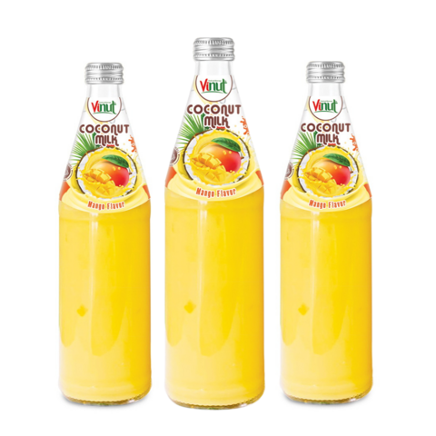 Leche de coco de la botella de cristal de VINUT 490ml con la etiqueta privada sin azúcar de la muestra libre de la bebida de la fabricación del mango
