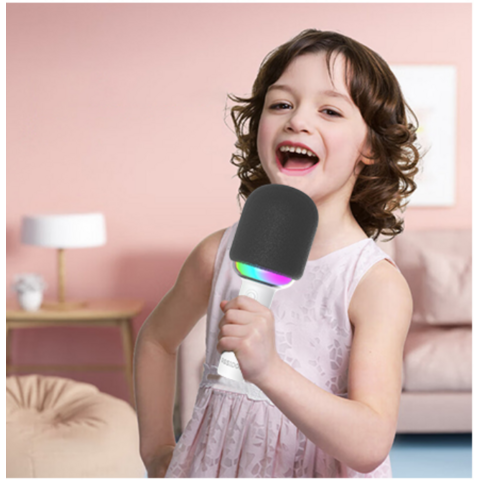 Microfone Bluetooth sem fio para karaoke doméstico KTV + Luzes RGB