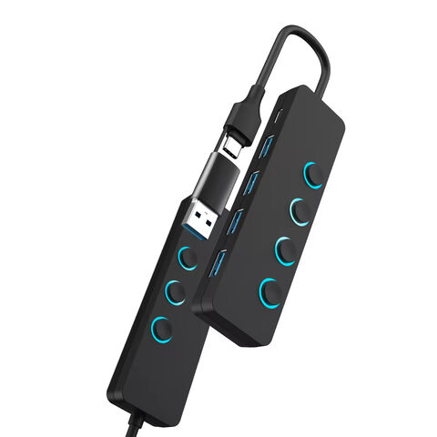 Whosale Populaire Portable 5 Port Led lumière USB Hub PD3.0 Type-c à Adaptateur Double Transmission Station D'accueil Pour Ordinateur Portable