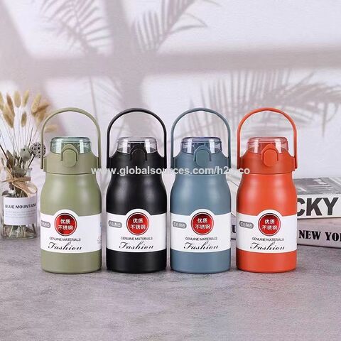 Canecas de viagem azuis de aço inoxidável 316 de 800 ML, 1000 ML, 1300 ML, 1500 ML, garrafa de água, copo para café gelado com alça e canudo