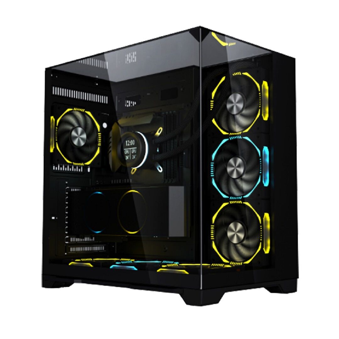 Novel Panoramic Colorful Gaming Pc Case Three Sided Tempered Glass ...