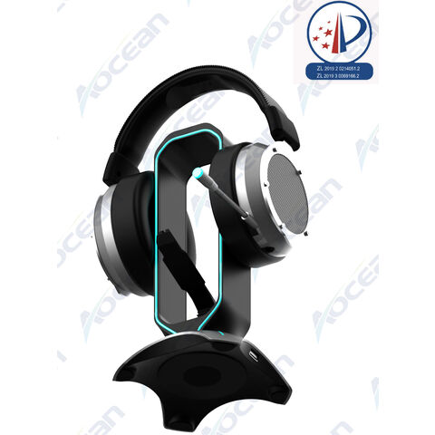 3-in-1 Headset-/Kopfhörer-Ständer/Halter, Maus-Bungee, 2.0/3.0 USB-Hub, Touch-Schalter, RGB-Licht