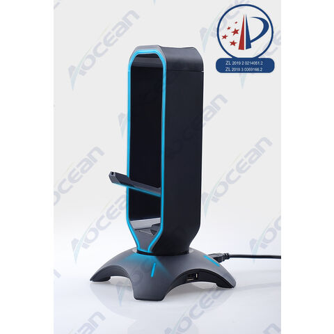 3-in-1 Headset-/Kopfhörer-Ständer/Halter, Maus-Bungee, 2.0/3.0 USB-Hub, Touch-Schalter, RGB-Licht