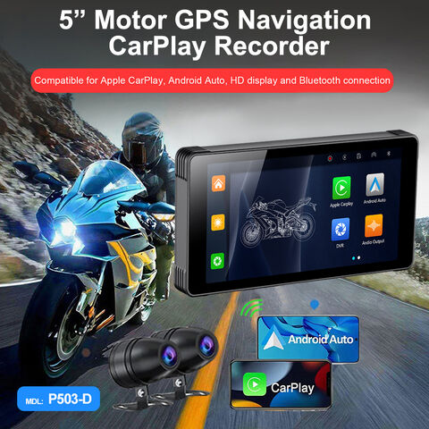 جهاز تحديد المواقع GPS للدراجات النارية مقاوم للماء 5.5 بوصة شاشة كاربلاي عالية الدقة بالكامل لتسجيل فيديو لوحة القيادة ونظام الملاحة GPS
