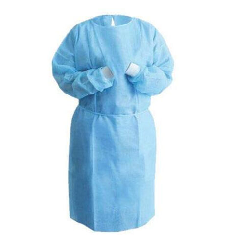 Blouse d'isolement à manchette tricotée, usage médical et dentaire, sans latex, résistante aux fluides - Vente en gros