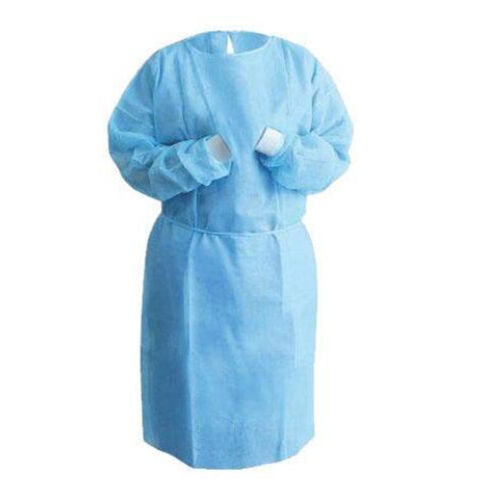 Blouse d'isolement à manchette tricotée, usage médical et dentaire, sans latex, résistante aux fluides - Vente en gros