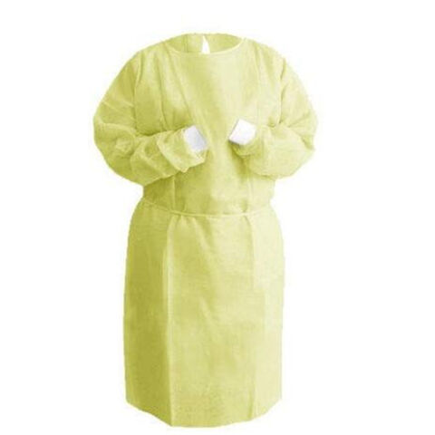 Blouse d'isolement à manchette tricotée, usage médical et dentaire, sans latex, résistante aux fluides - Vente en gros