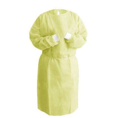 Blouse d'isolement à manchette tricotée, usage médical et dentaire, sans latex, résistante aux fluides - Vente en gros