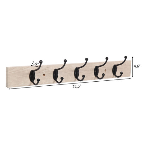 Colgador de llaves rústico vintage de madera para entrada, ganchos y barras para abrigos de pared