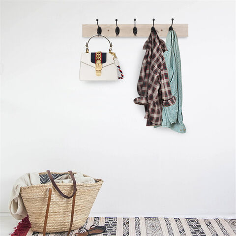 Colgador de llaves rústico vintage de madera para entrada, ganchos y barras para abrigos de pared