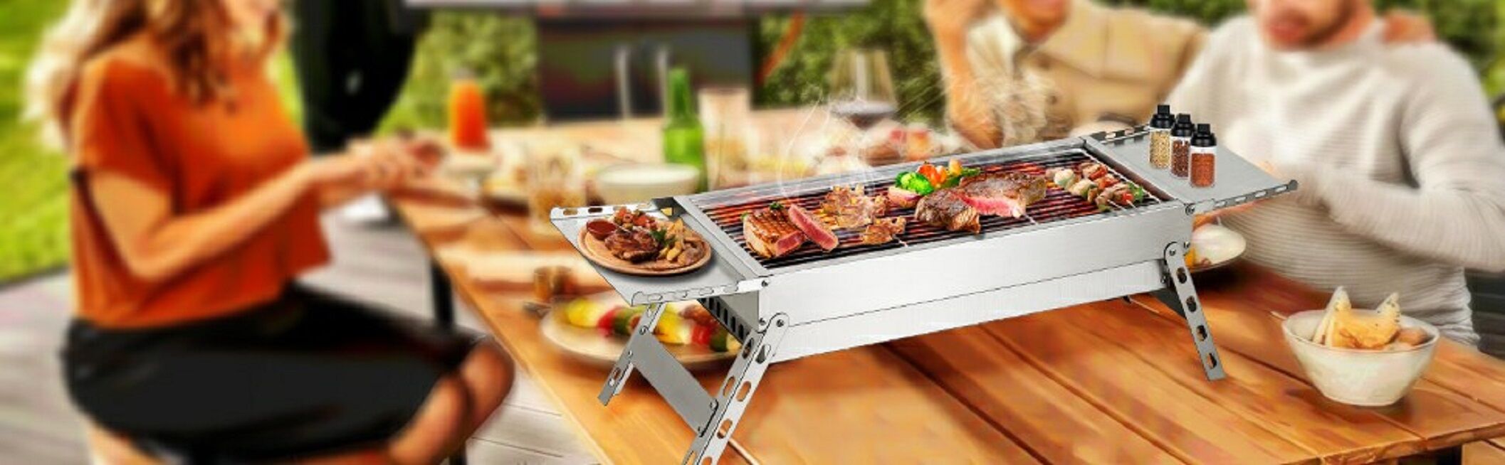 Cooking Barbecue Camping,portable Charcoal Grill,stainless Steels Bbq