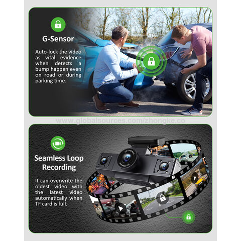 Dashcam de 4 lentes para grabación, modelo privado. Frontal 1080P + Derecha, Izquierda y Trasera 480P con WIFI, G-sensor y Monitor de Estacionamiento. Cámara de salpicadero para coche, grabadora de video.