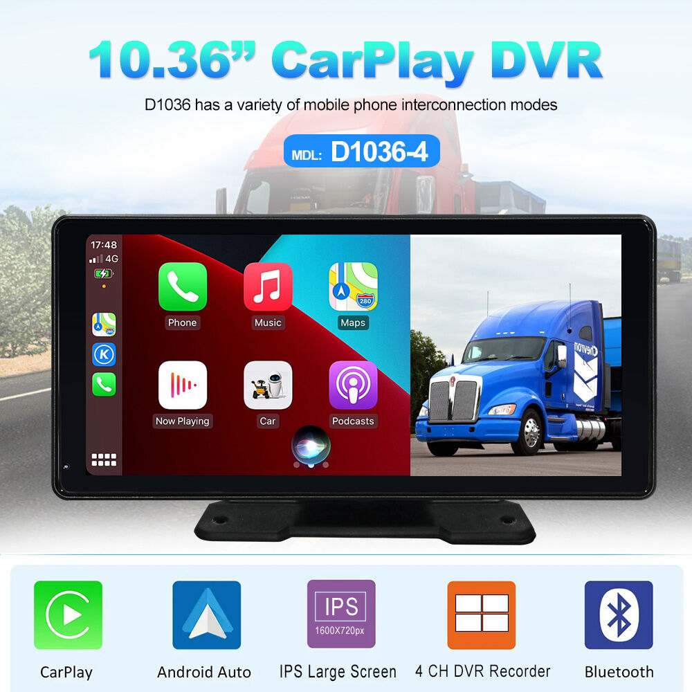 IPoster 10.36" IPS Quad Monitor DVR System With 4 Backup Cameras – For Truck, Trailer, RV, Bus, Wired/Wireless