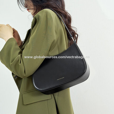wd14092)high Sense Niche Design Baguette Bag Leather Women's