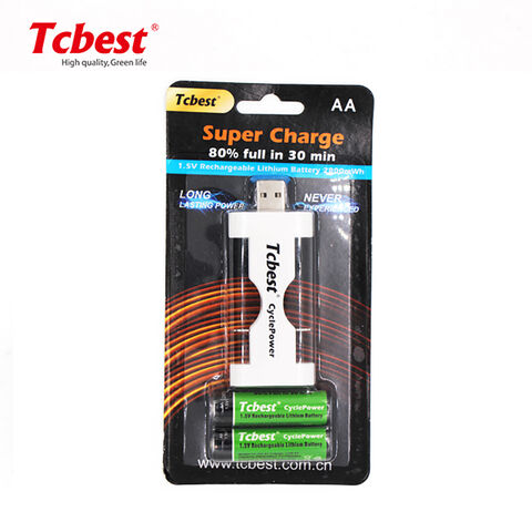 Nouvelle arrivée d'usine batterie au lithium rechargeable 1.5V 1000mAh chargement USB batterie AAA haute vitesse