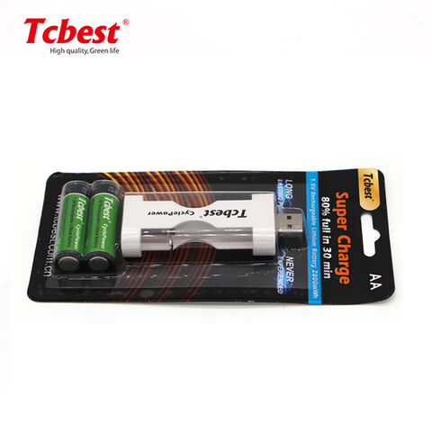 Nouvelle arrivée d'usine batterie au lithium rechargeable 1.5V 1000mAh chargement USB batterie AAA haute vitesse