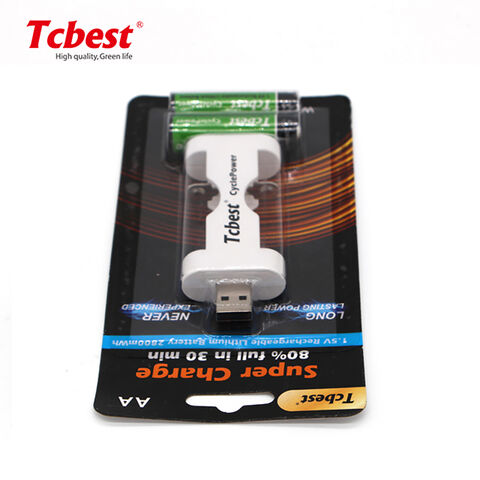 Nouvelle arrivée d'usine batterie au lithium rechargeable 1.5V 1000mAh chargement USB batterie AAA haute vitesse