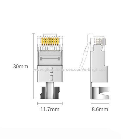 Connecteurs RJ45 CAT7 8P8C Blindés de Haute Qualité, Tête de Cristal pour Fiches