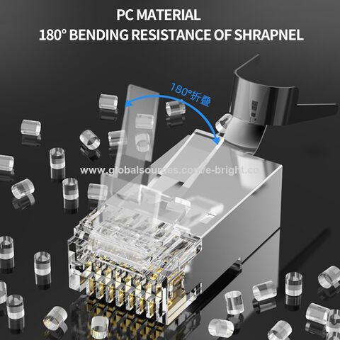 Connecteurs RJ45 CAT7 8P8C Blindés de Haute Qualité, Tête de Cristal pour Fiches