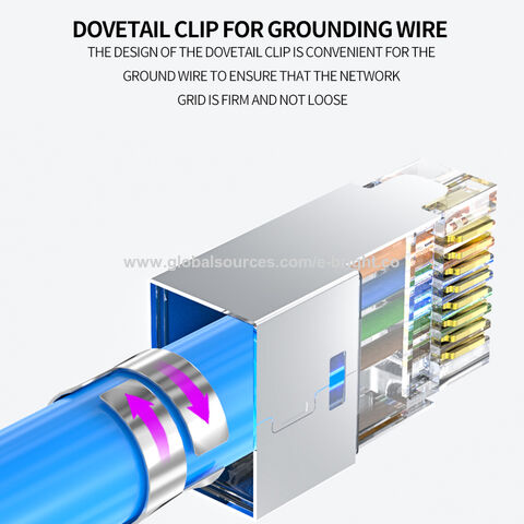 Connecteurs RJ45 CAT7 8P8C Blindés de Haute Qualité, Tête de Cristal pour Fiches