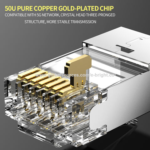 Connecteurs RJ45 CAT7 8P8C Blindés de Haute Qualité, Tête de Cristal pour Fiches
