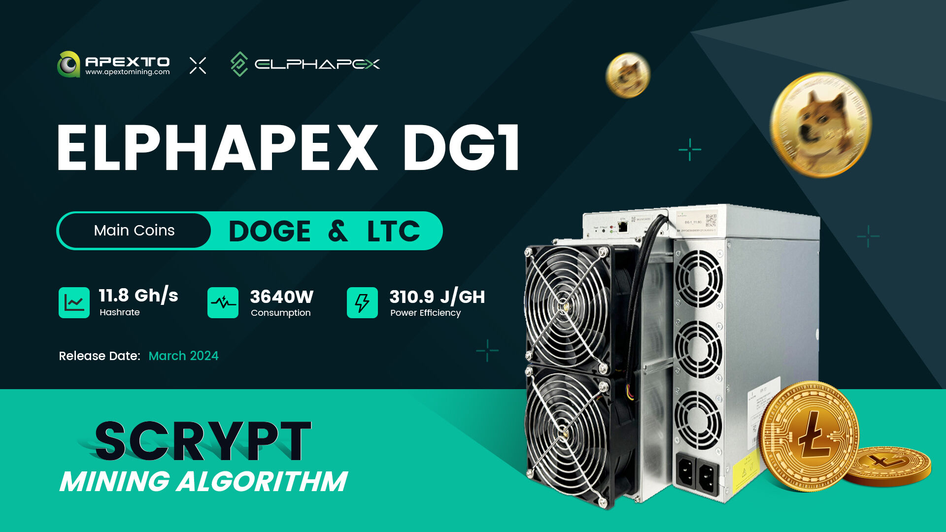 Elphapex Dg1 11000mh/s 3420w Ltc Doge Scrypt Algo Mining Air Cooling  200~240v - Expore China Wholesale Elphapex Dg1 11.8g and Ltc Mining Dg1,  Doge Coin Miner Dg1, Dg1 11000mh/s | Globalsources.com