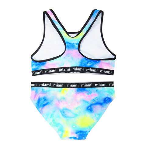 Fatos de banho de corrida por atacado Tie Dye Estilo Esportivo Biquíni Que Muda de Cor com Biquíni de Amarrar para Lindas Adolescentes