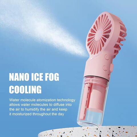 Ventilador Portátil de Mano 2026, Mini Ventilador con Spray de Agua Recargable por USB, 4 Velocidades, Silencioso, para Exteriores